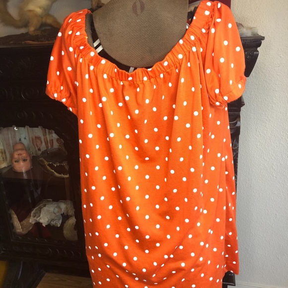 Handmade Red/Orange polka dot Off the shoulder dre - Picture 3 of 4
